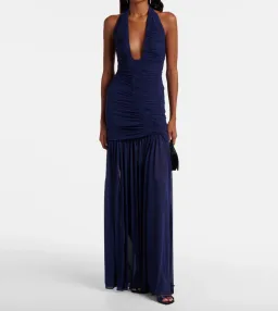 CHRISTOPHER ESBER Orion ruched halterneck gown in Navy Blue AU 8 for rent on The Volte - image 1
