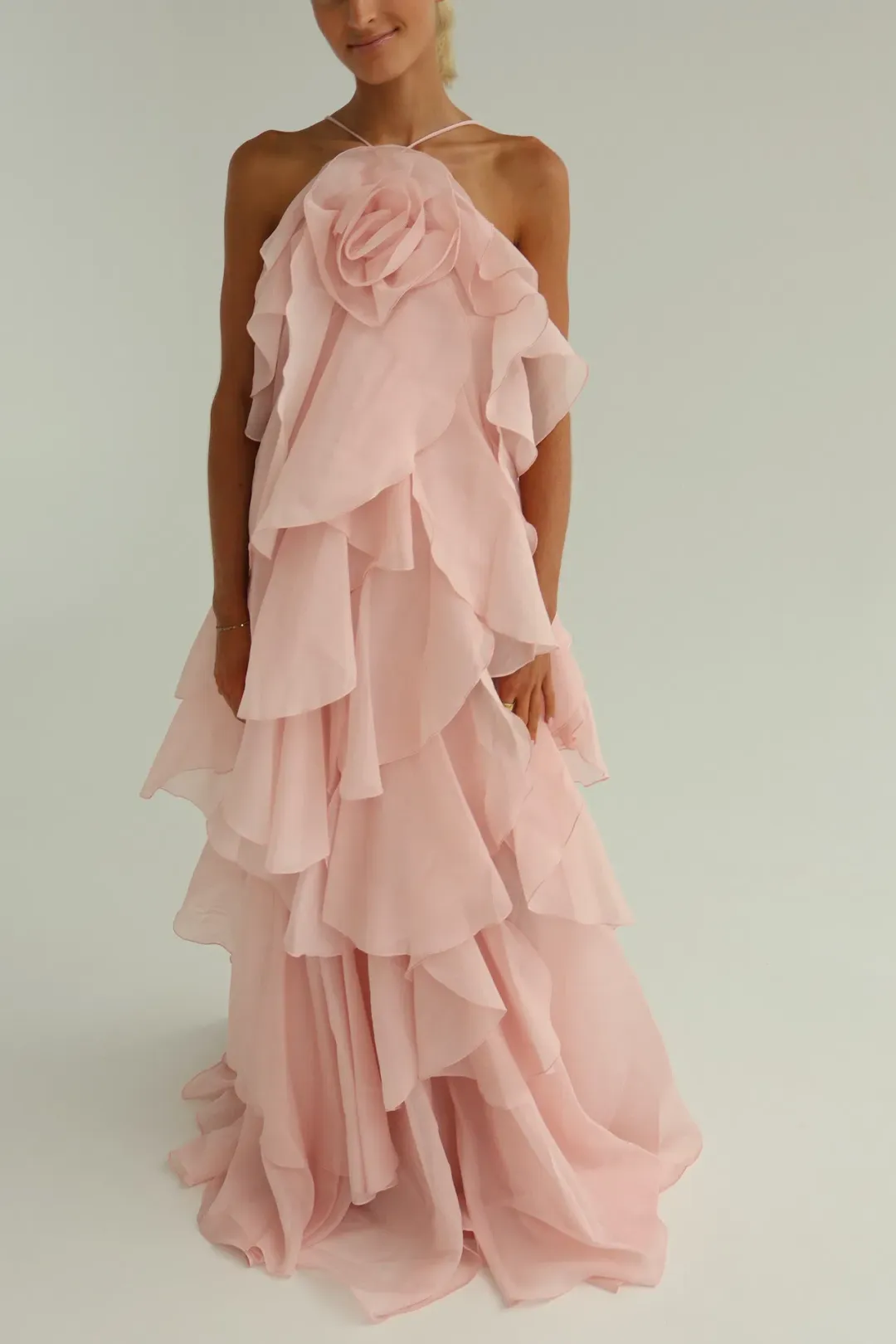 Aje Pandorea Layered Maxi Dress Pastel Pink Size 10 for rent on The Volte - main image