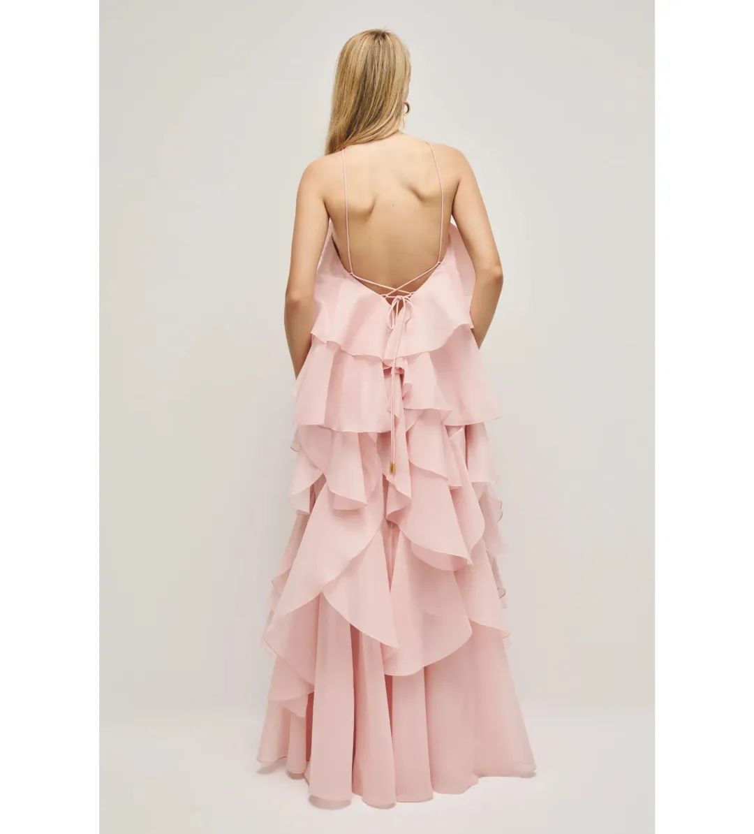 Aje Pandorea Layered Maxi Dress Pastel Pink Size 10 for rent on The Volte - main image