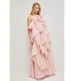 Aje Pandorea Layered Maxi Dress Pastel Pink Size 10 for rent on The Volte - image 2
