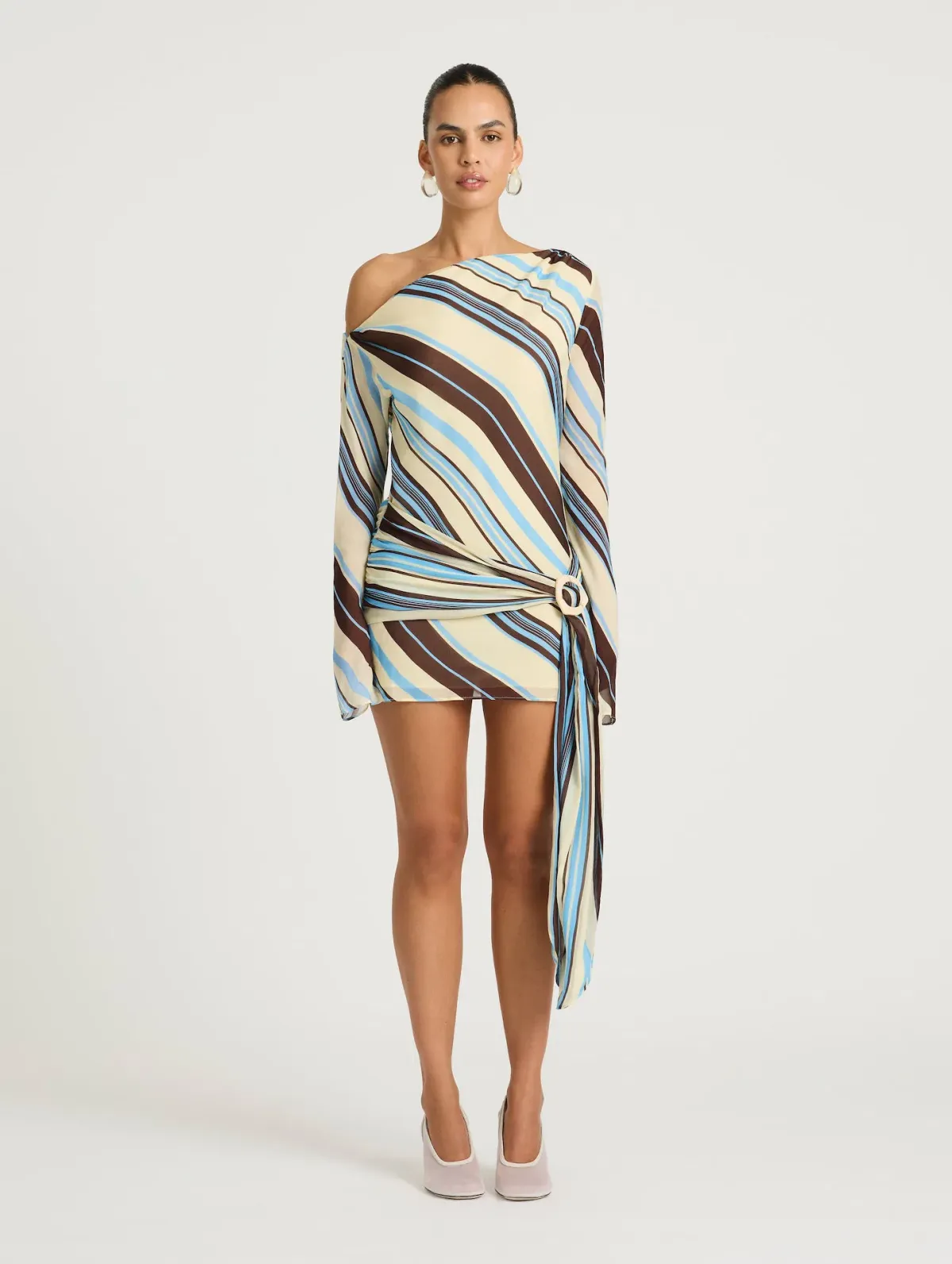 Benni Elise Mini Dress in Ocean Stripe Print Size 8 for rent on The Volte - main image