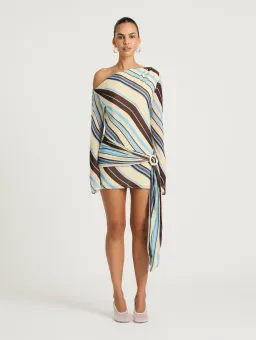 Benni Elise Mini Dress in Ocean Stripe Print Size 8 for rent on The Volte - image 1