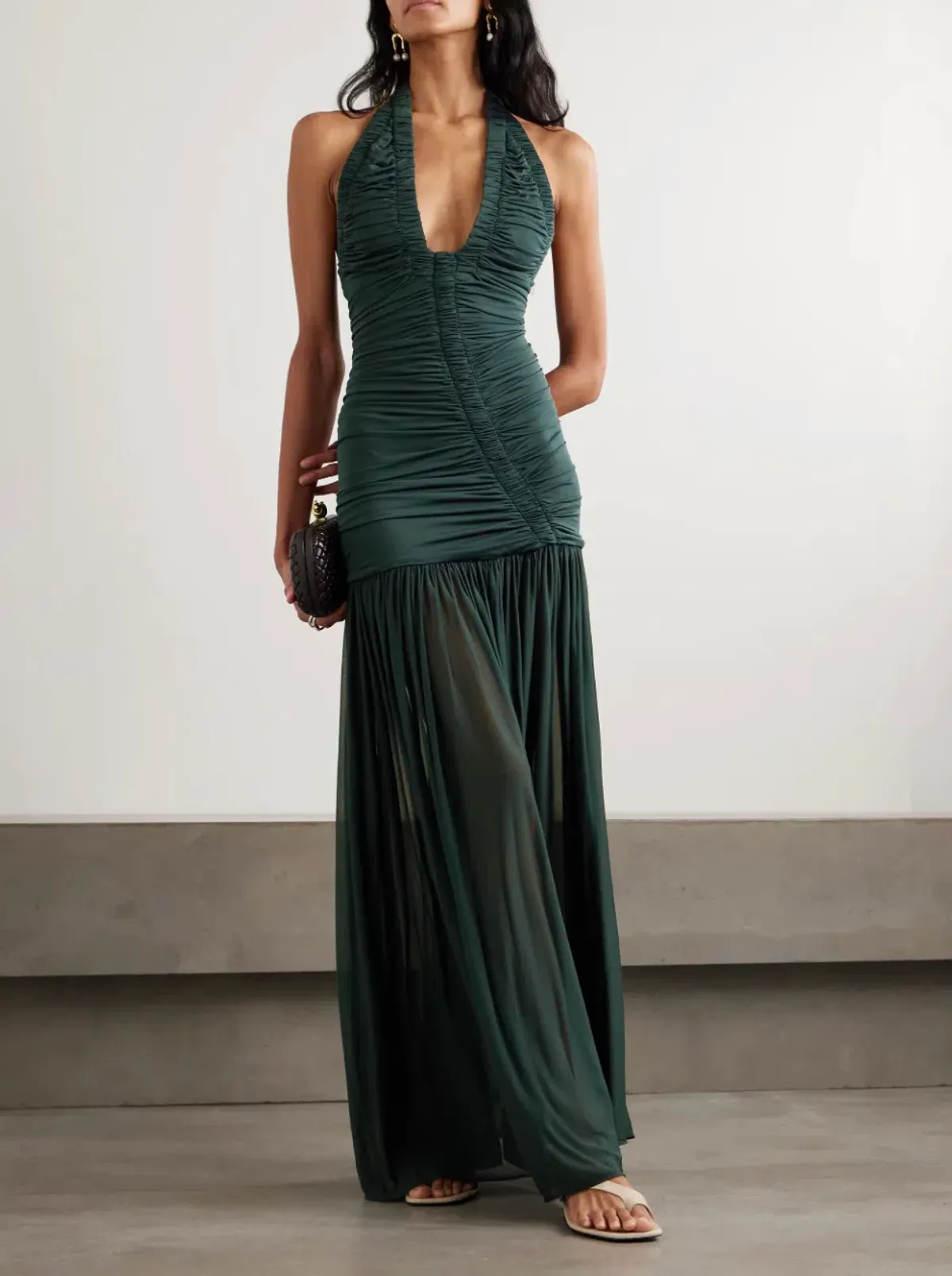 Christopher Esber Orion open-back ruched jersey gown Green AU 8 for rent on The Volte - main image