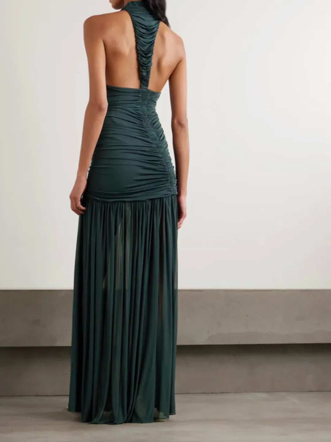 Christopher Esber Orion open-back ruched jersey gown Green AU 8 for rent on The Volte - main image