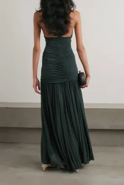 Christopher Esber Orion open-back ruched jersey gown Green AU 8 for rent on The Volte - image 3