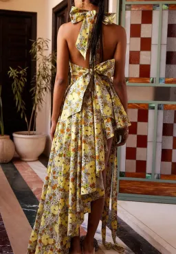 Alemais Orange Blossom Halter Neck Top & Assymetric Floral Skirt Set AU 4 for rent on The Volte - image 4