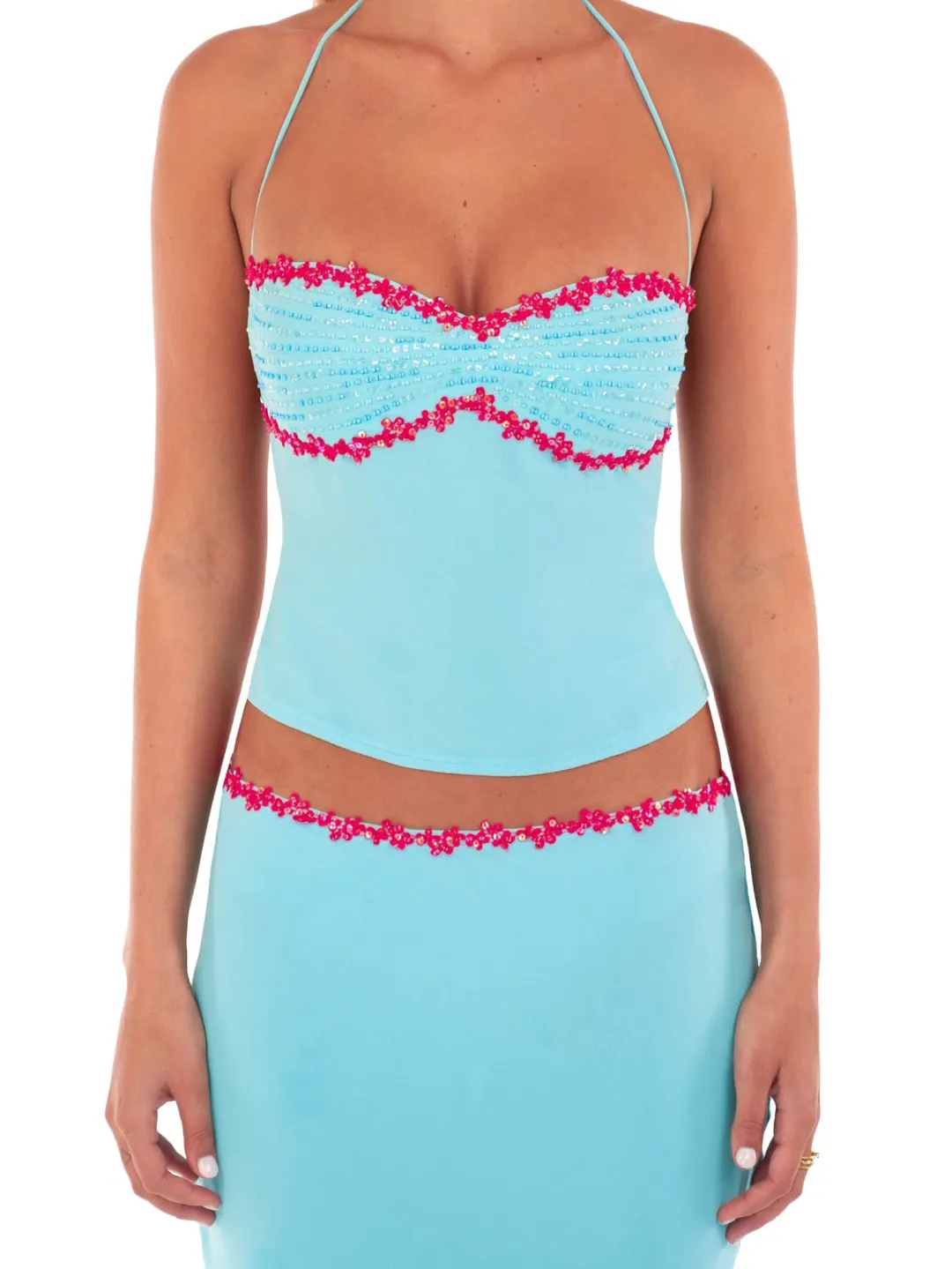 I am Delilah Jemima Halter Top and Midi Skirt Set in Sapphire Size 10 for rent on The Volte - main image