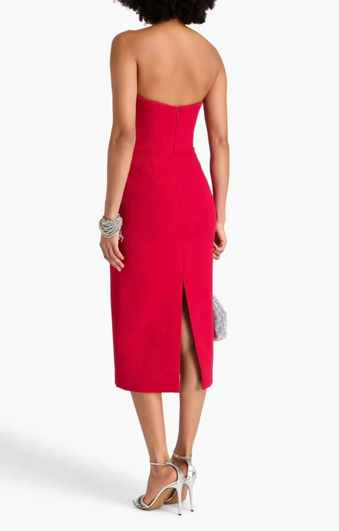 Rebecca Vallance Akari Strapless Midi Dress Red Size 8 for rent on The Volte - main image