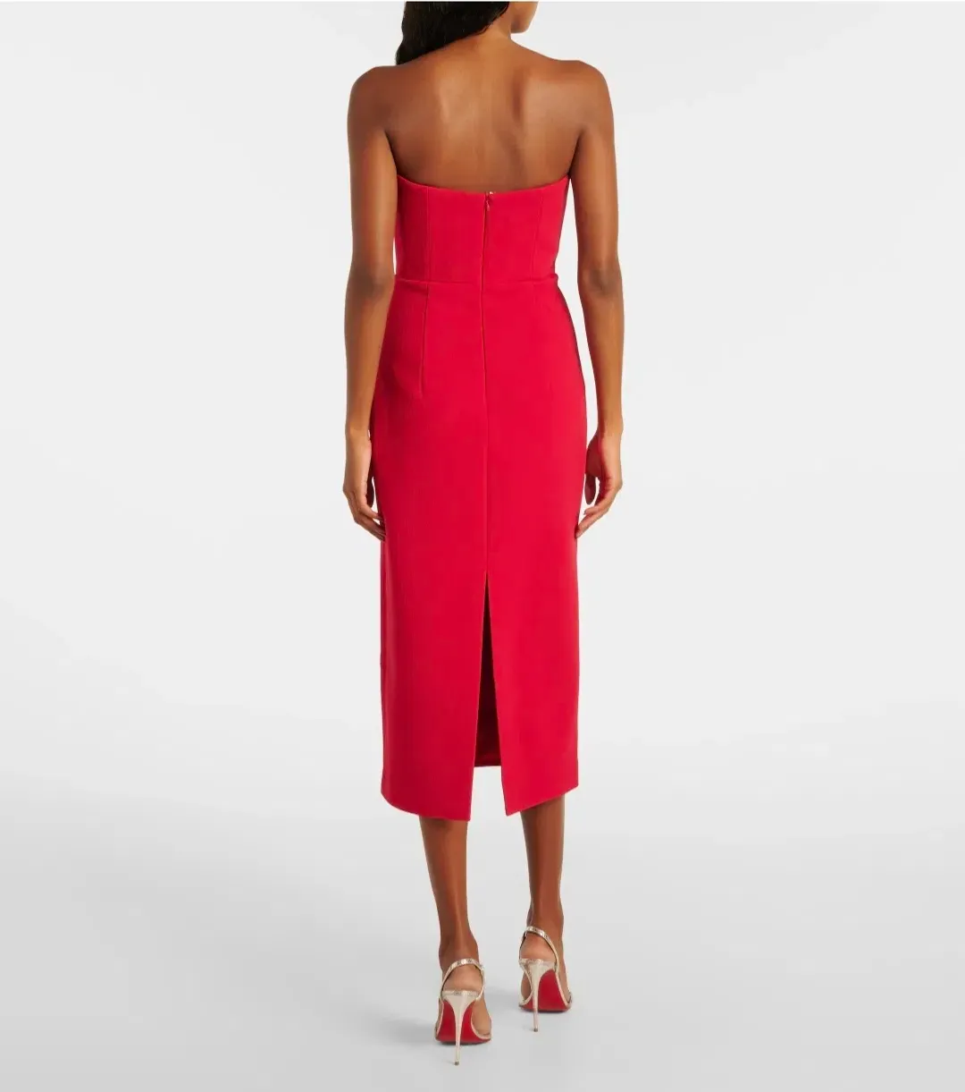Rebecca Vallance Akari Strapless Midi Dress Red Size 8 for rent on The Volte - main image