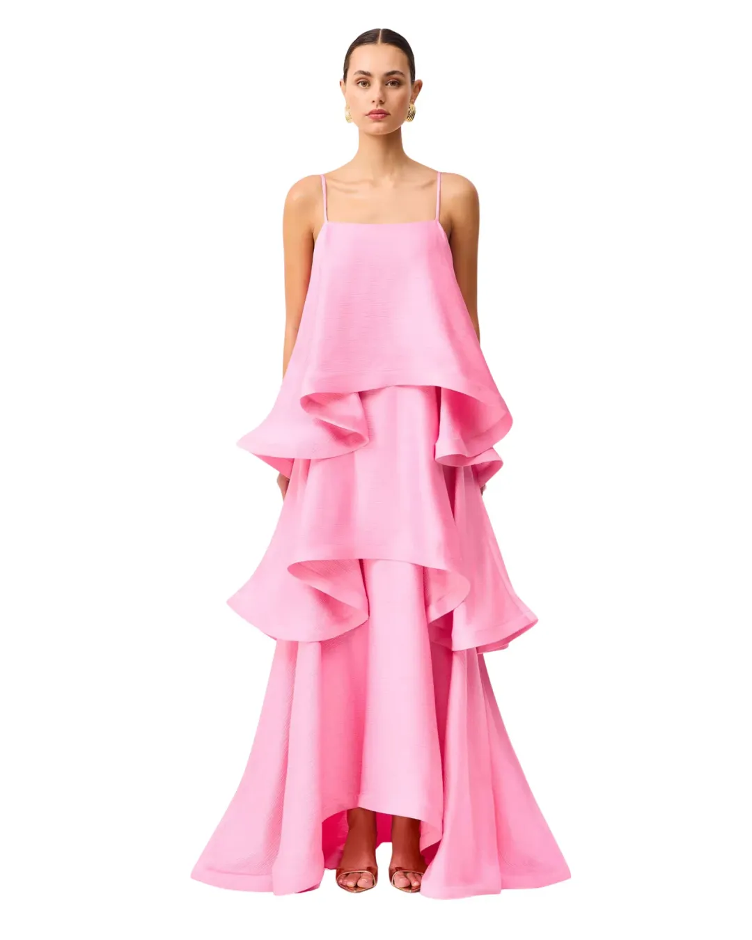 Elliatt Tilly Tiered Maxi Dress Pink Size 12/ L for rent on The Volte - main image