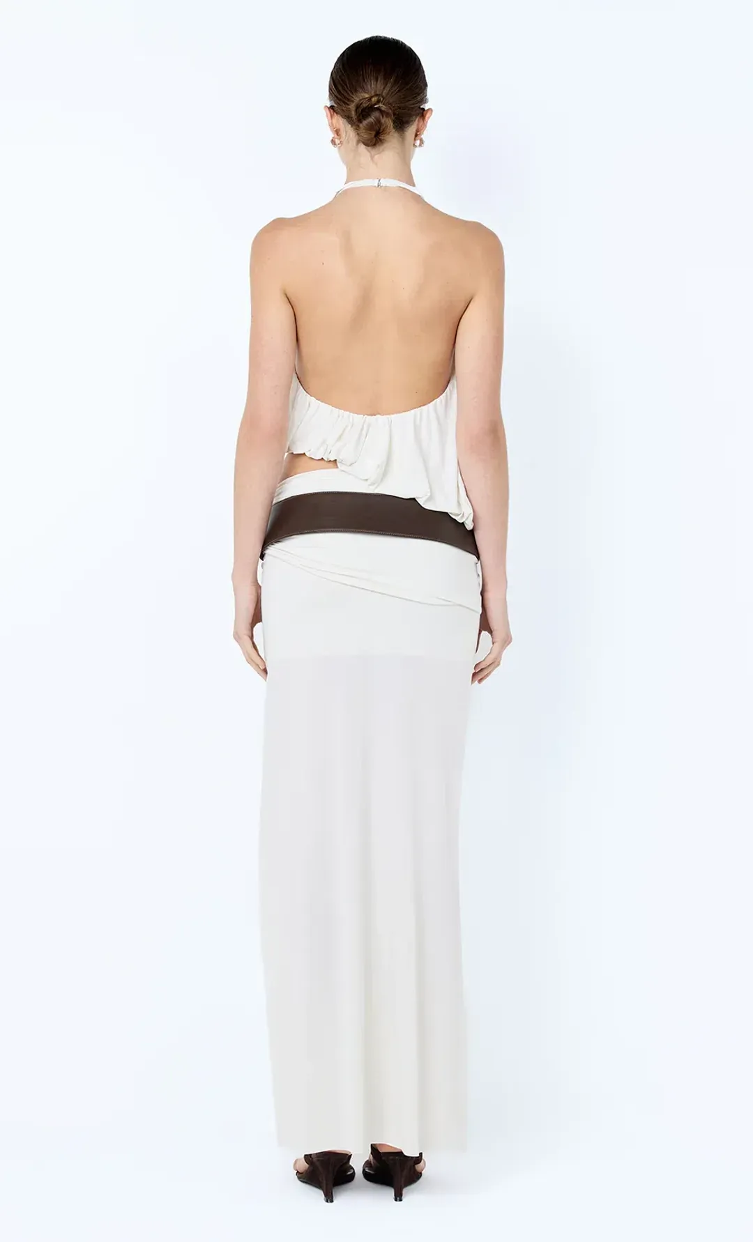 Bec and Bridge Cadence Racer Back Maxi Dress in Snow Cream White Size 8  for rent on The Volte - main image