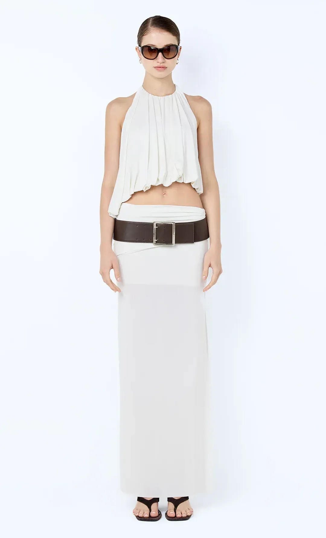 Bec and Bridge Cadence Racer Back Maxi Dress in Snow Cream White Size 8  for rent on The Volte - main image