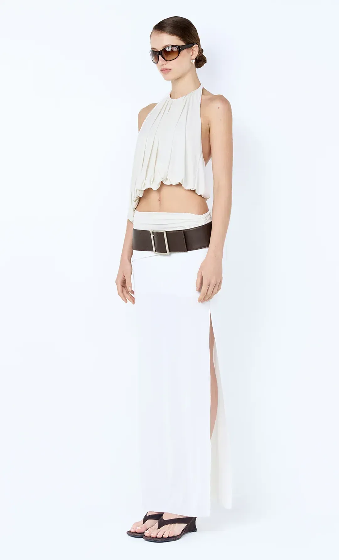 Bec and Bridge Cadence Racer Back Maxi Dress in Snow Cream White Size 8  for rent on The Volte - main image
