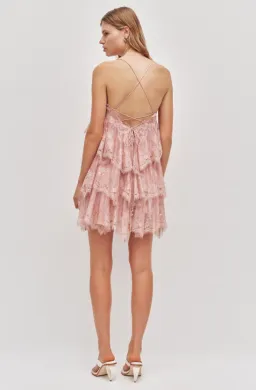 AJE Ophelia Lace Mini Dress Fawn pink Size 12 for rent on The Volte - image 2