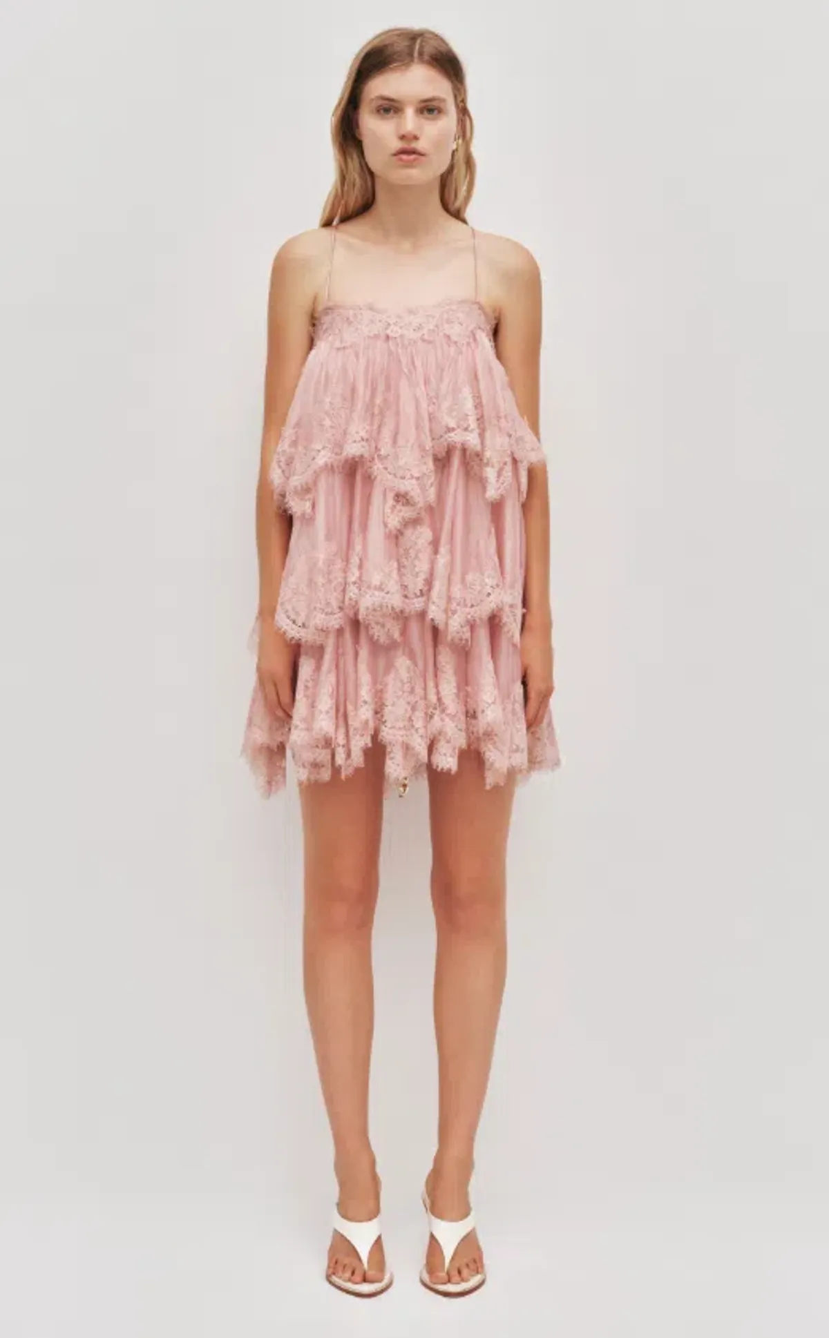 AJE Ophelia Lace Mini Dress Fawn pink Size 14 for rent on The Volte - main image