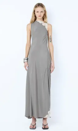 Bec & Bridge CHATEAU SPLIT MAXI DRESS SLATE GREY/IVORY Size 10 for rent on The Volte - image 1