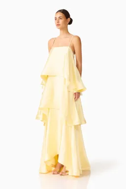 Elliatt Tilly Tiered Maxi Dress in Butter Yellow - Size 8/S for rent on The Volte - image 2