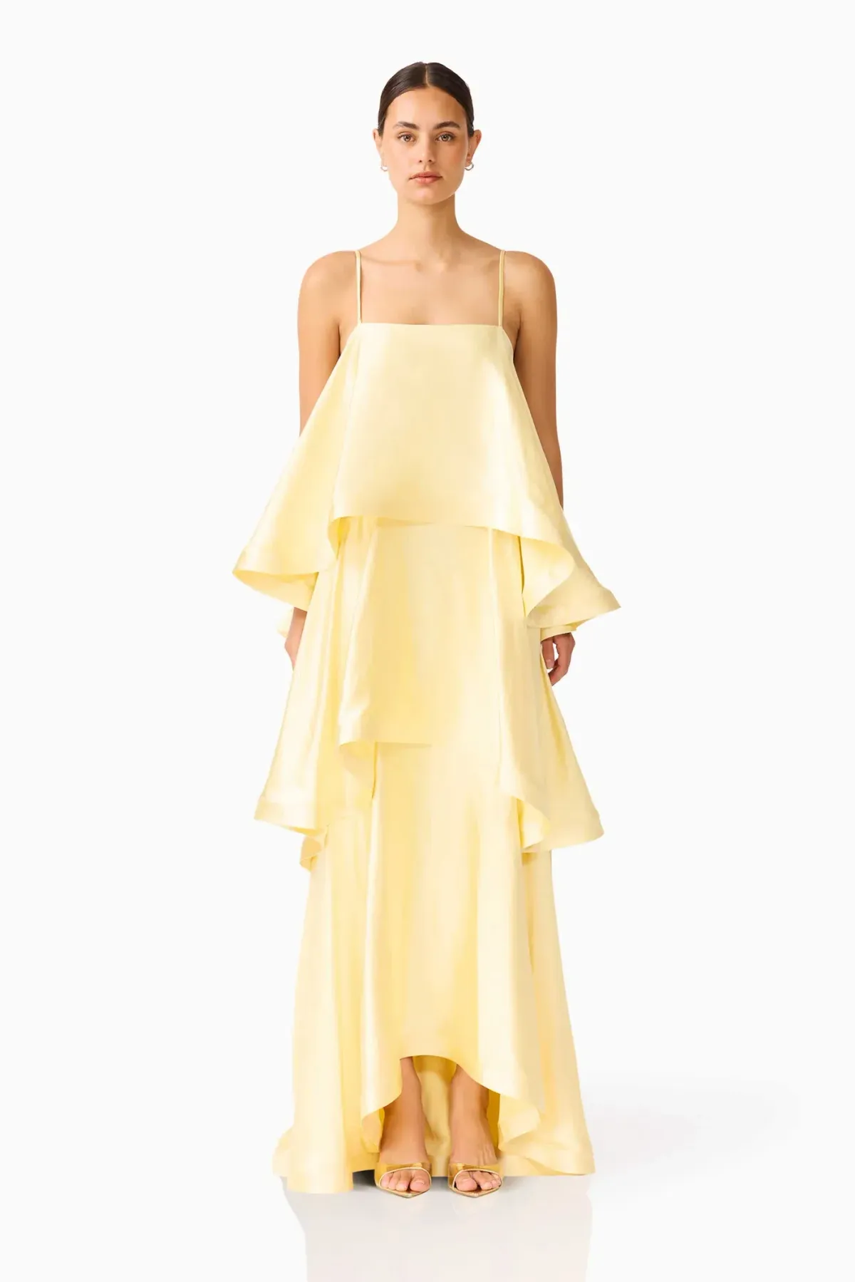 Elliatt Tilly Tiered Maxi Dress in Butter Yellow - Size 8/S for rent on The Volte - main image