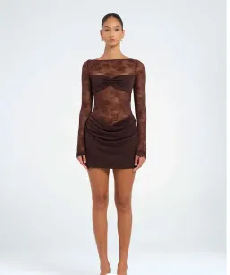 BENNI OSKAR BROWN MINI DRESS SIZE 6 for rent on The Volte - image 2