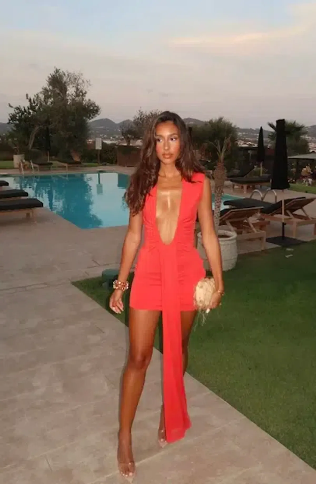 MISHA CUPRO MINI DRESS IN RED SIZE S for rent on The Volte - main image