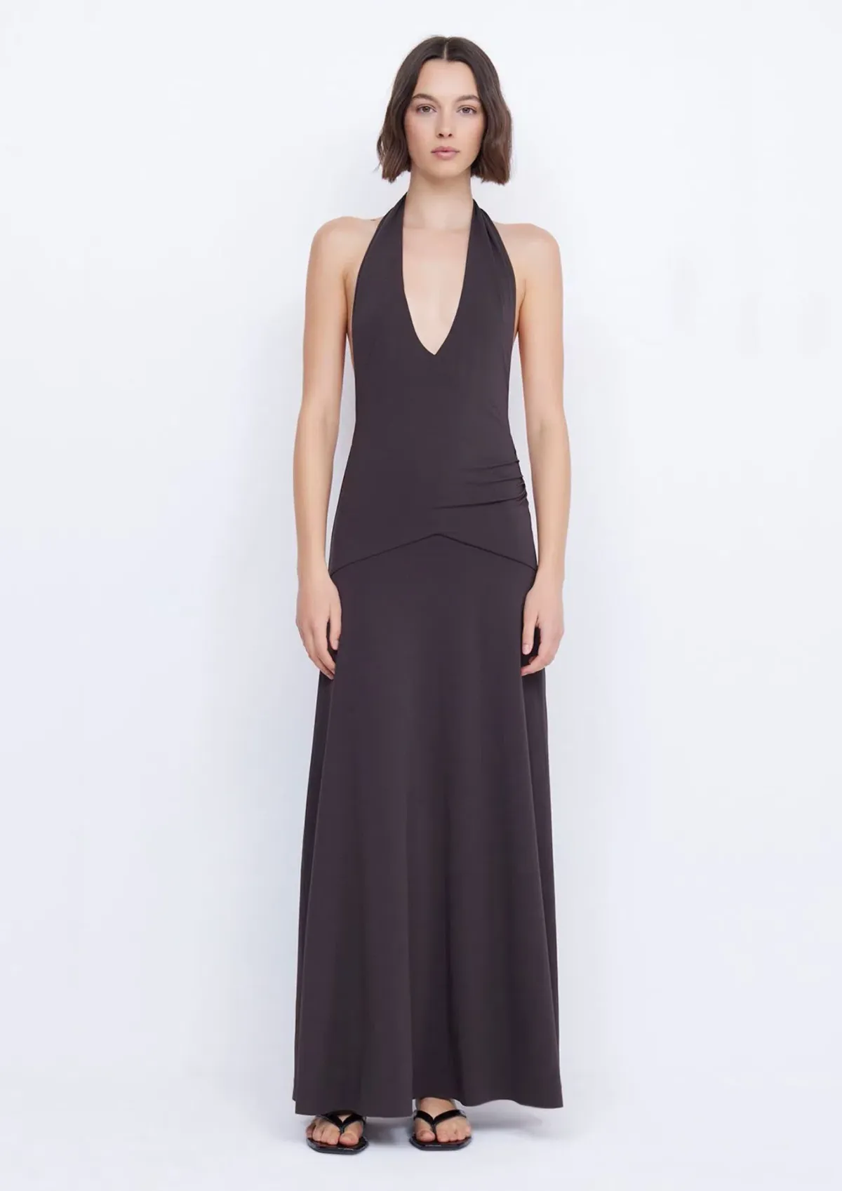 Bec & Bridge Blanche Halter Maxi Dress Espresso Brown for rent on The Volte - main image