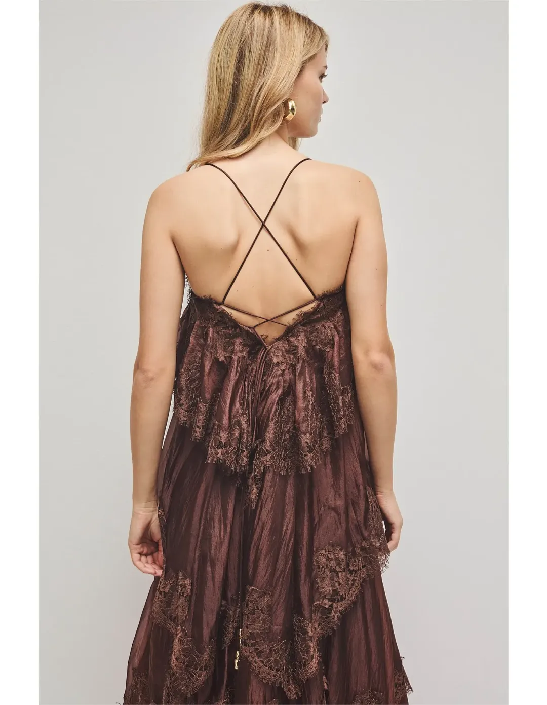 Aje Ophelia Lace Gown Brown Size 10 for rent on The Volte - main image
