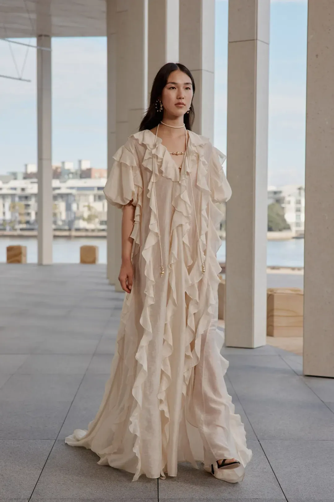 AJE VOYAGER MAXI DRESS Size 14 in Coconut Cream for rent on The Volte - main image