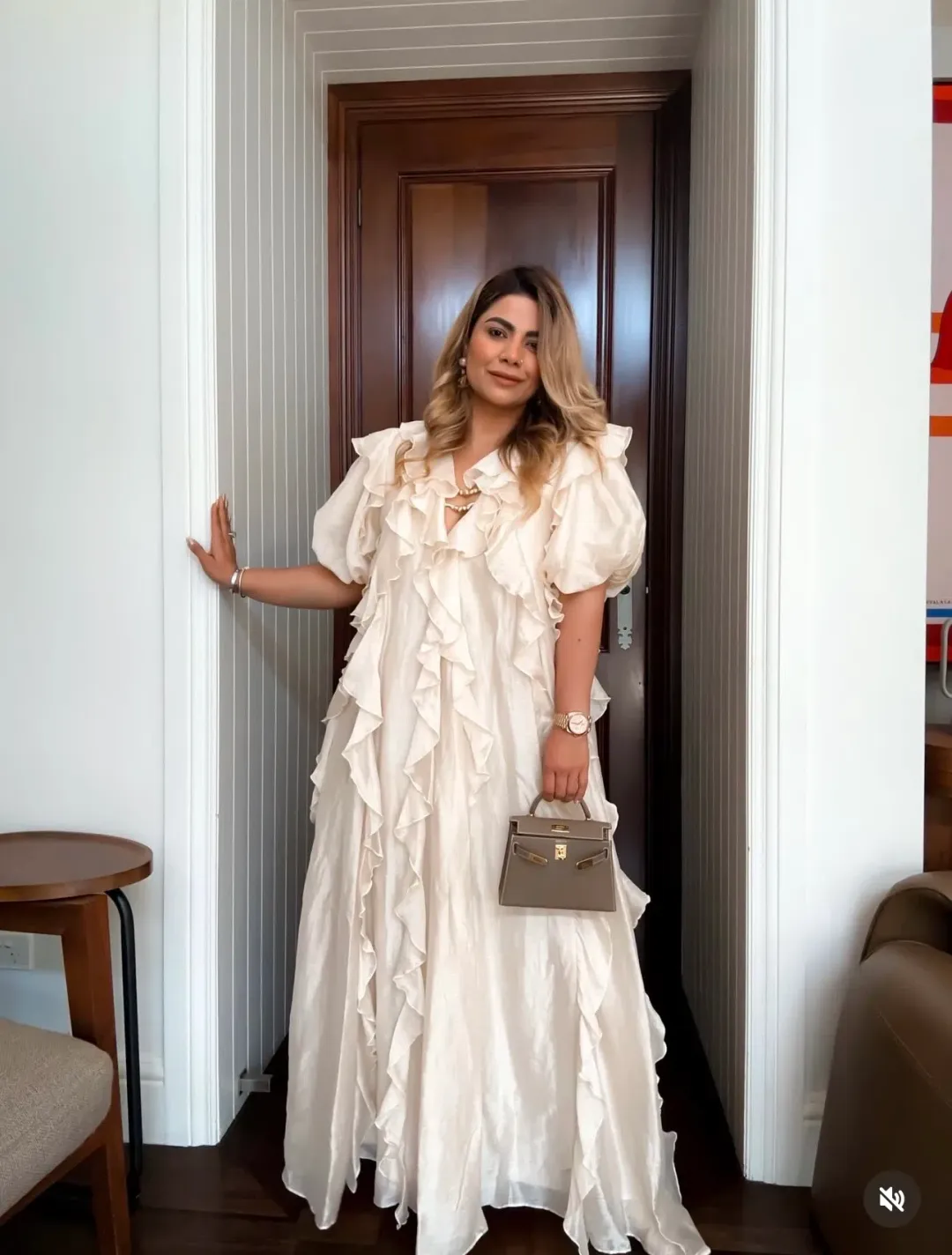 AJE VOYAGER MAXI DRESS Size 14 in Coconut Cream for rent on The Volte - main image