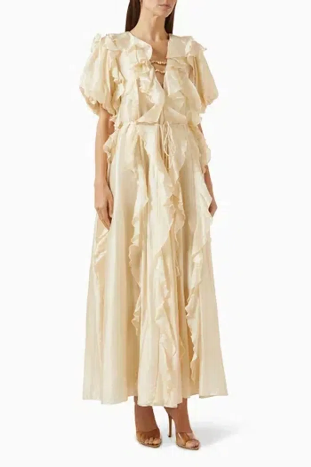 AJE VOYAGER MAXI DRESS Size 14 in Coconut Cream for rent on The Volte - main image