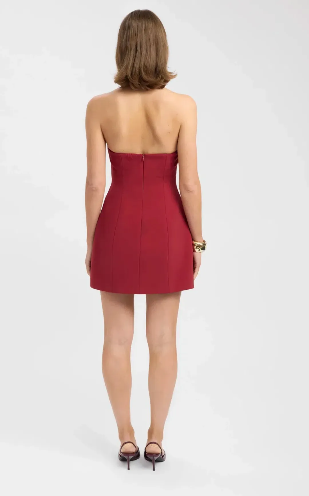 Kookai Alto Low Cut Mini Dress in Winery for rent on The Volte - main image