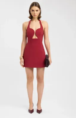 Kookai Alto Low Cut Mini Dress in Winery for rent on The Volte - image 1