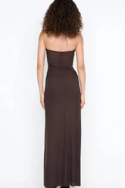 IDA STRAPLESS DRESS | DARK CHOCOLATE - SIZE 8 for rent on The Volte - image 3
