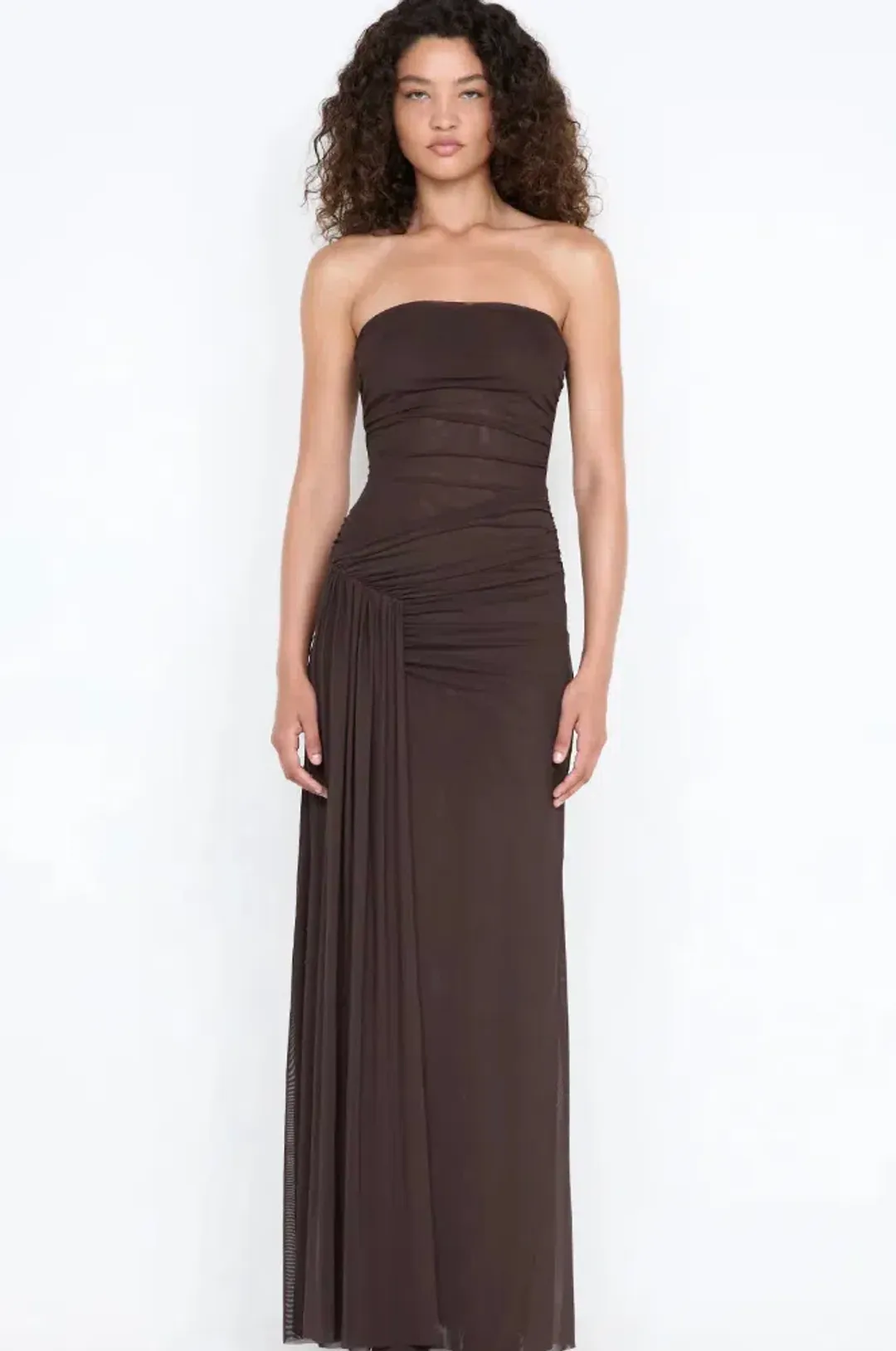 IDA STRAPLESS DRESS | DARK CHOCOLATE - SIZE 8 for rent on The Volte - main image