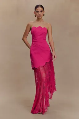Aleena Satin And Lace Maxi Dress - Dragonfruit for rent on The Volte - image 1