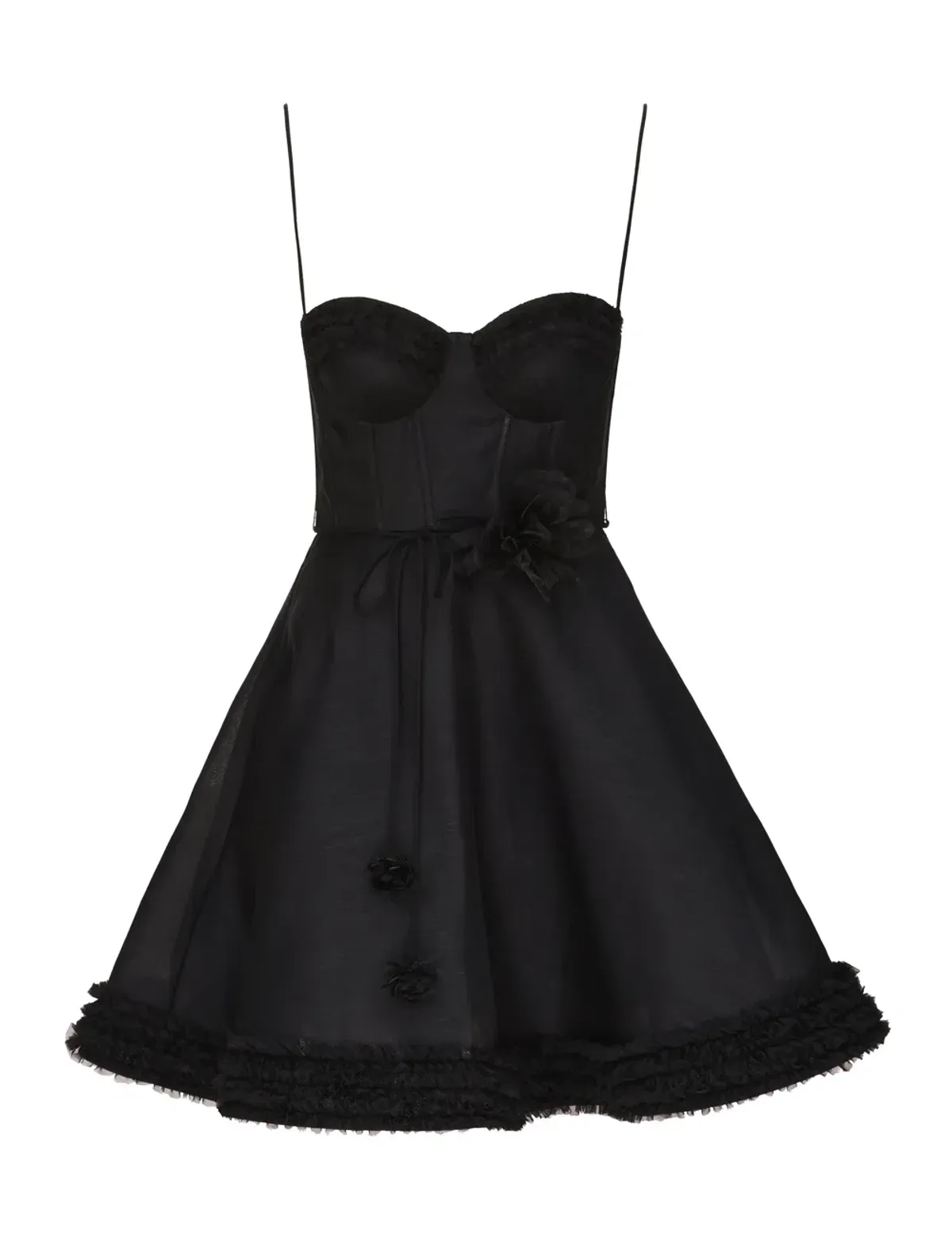 Zimmermann Luna Ruffle Mini Dress Black Size OP for rent on The Volte - main image