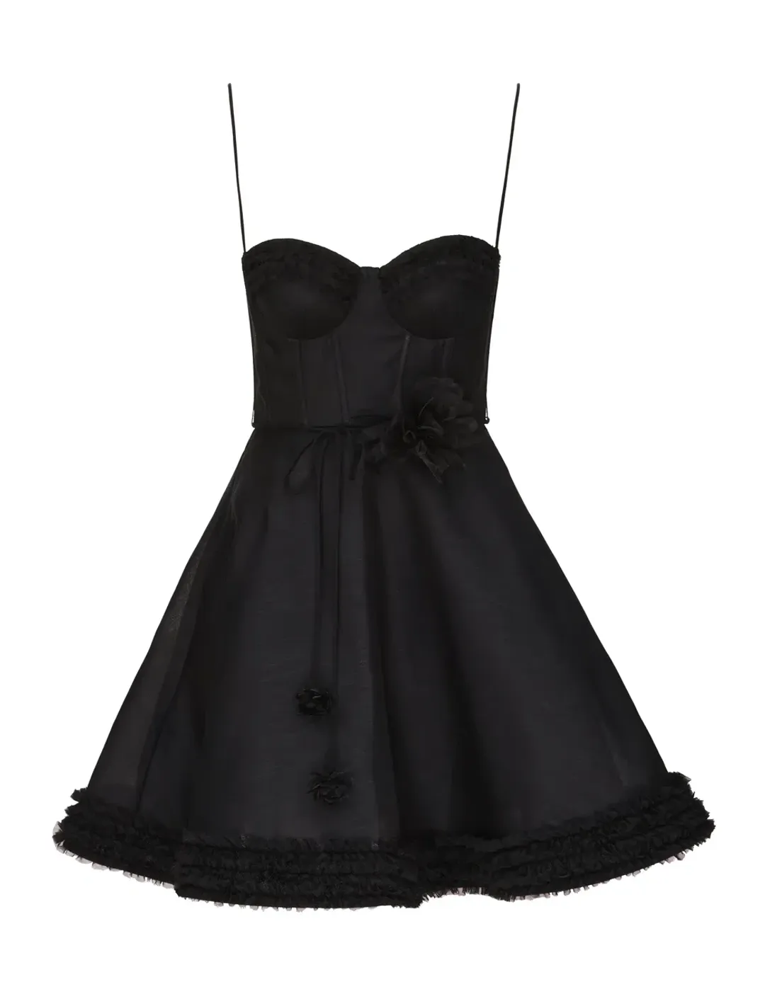 Zimmermann Luna Ruffle Mini Dress Black Size 3 for rent on The Volte - main image