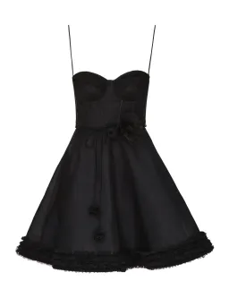 Zimmermann Luna Ruffle Mini Dress Black Size 3 for rent on The Volte - image 1