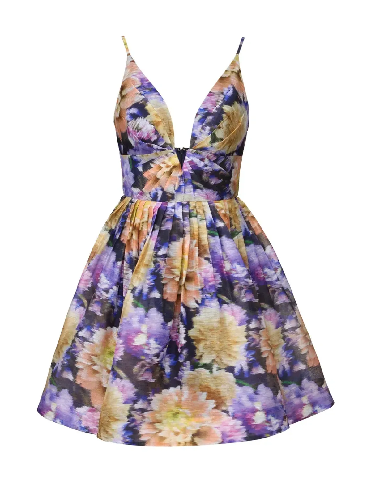 Zimmermann Luna V Neck Mini Dress Navy Dahlia Size 2 for rent on The Volte - main image