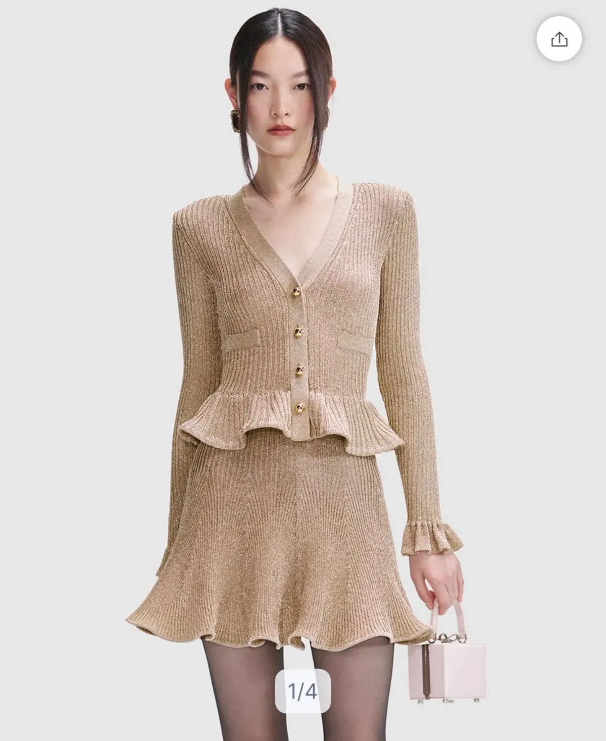 Self portrait dress lurex peplum mini  for rent on The Volte - main image