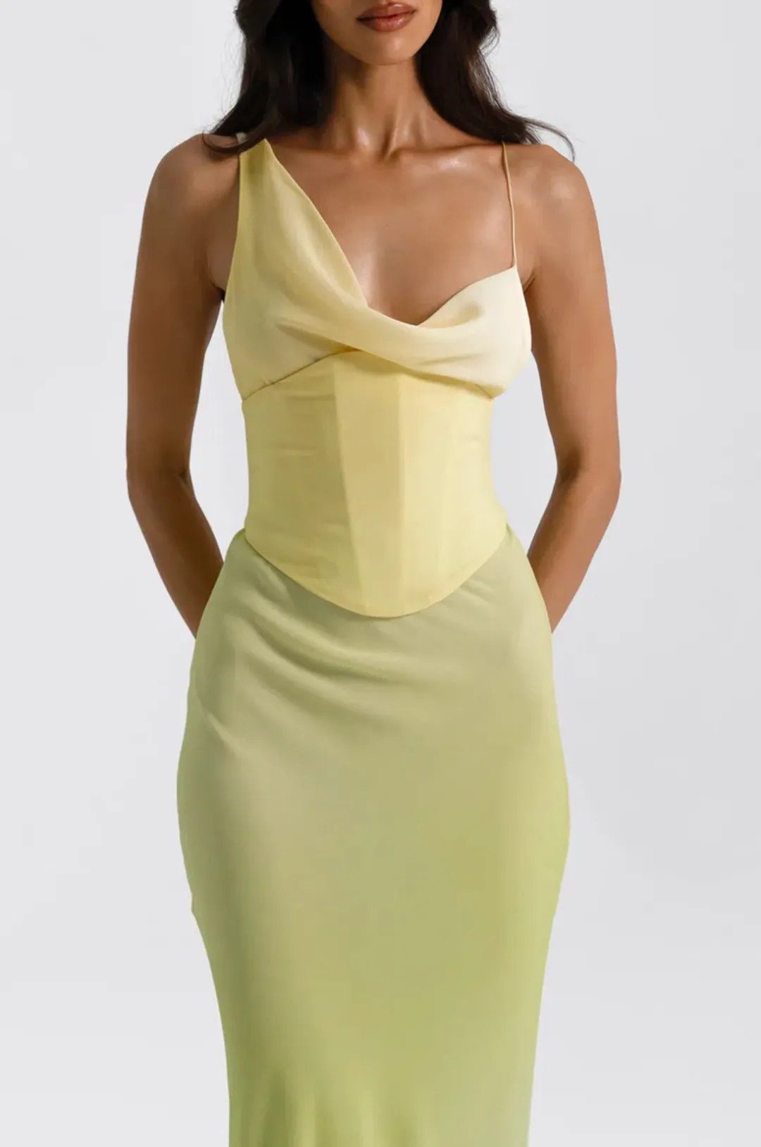 Natalie Rolt Hallie Gown in Citrus Green Size AU 8 (Size 1) for rent on The Volte - main image
