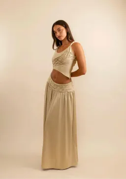 KOSTER KULTURE GOLD CALYPSO SET TOP AND SKIRT SIZE 6 XS for rent on The Volte - image 2