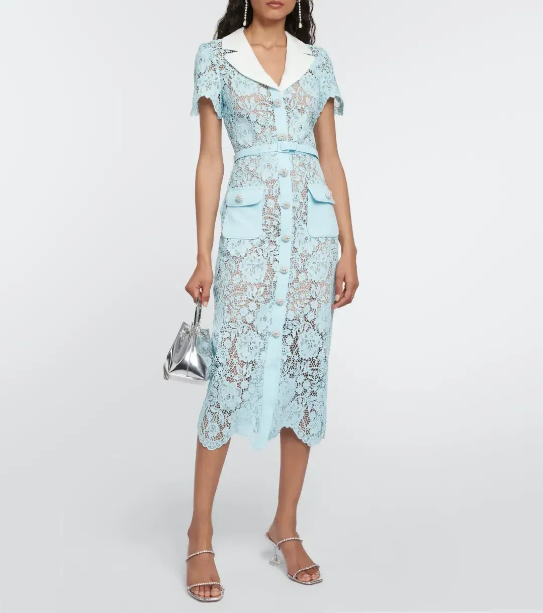 Self portrait lace midi dress for rent on The Volte - main image