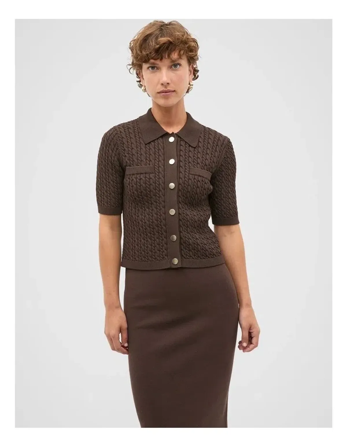 Seed Heritage Crepe Knit Cable Cardigan Size M for rent on The Volte - main image