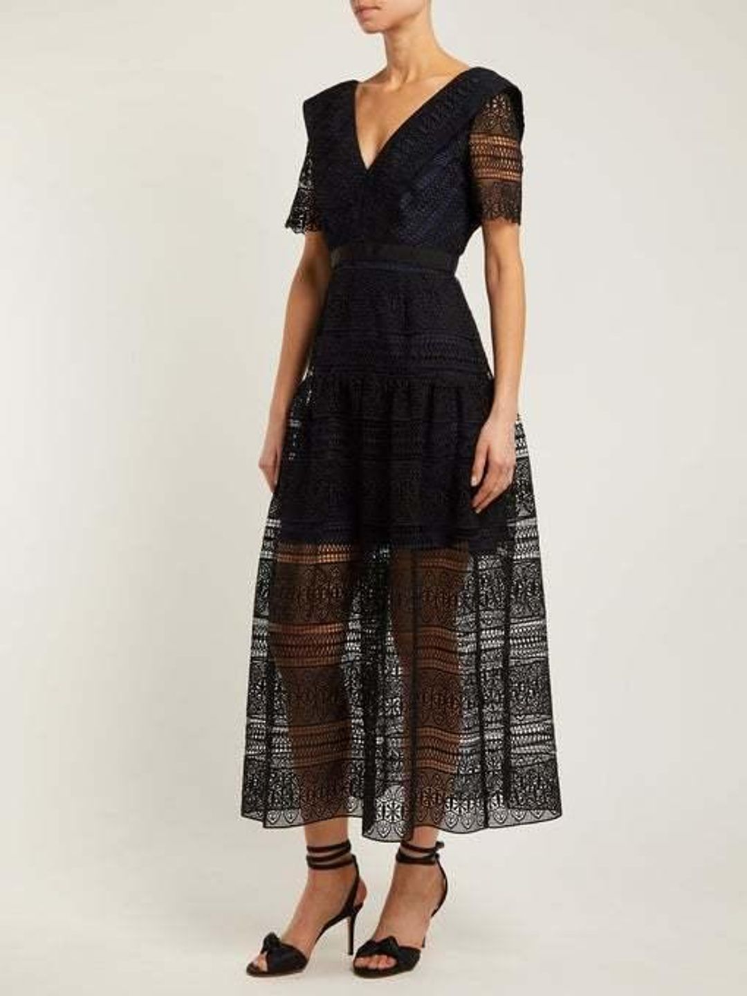 Self Portrait spiral Lace Midi Dress size 6 for rent on The Volte - main image