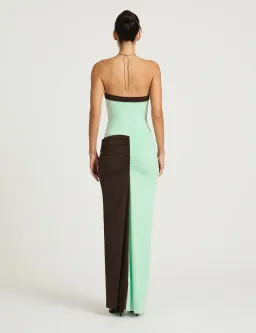 Benni Rumi Strapless Midi Dress Green/Brown Size 8 for rent on The Volte - image 4