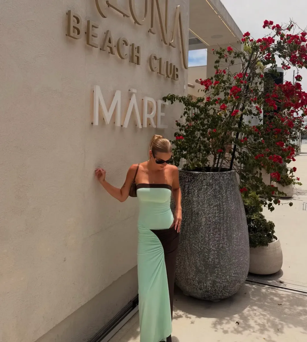 Benni Rumi Strapless Midi Dress Green/Brown Size 8 for rent on The Volte - main image