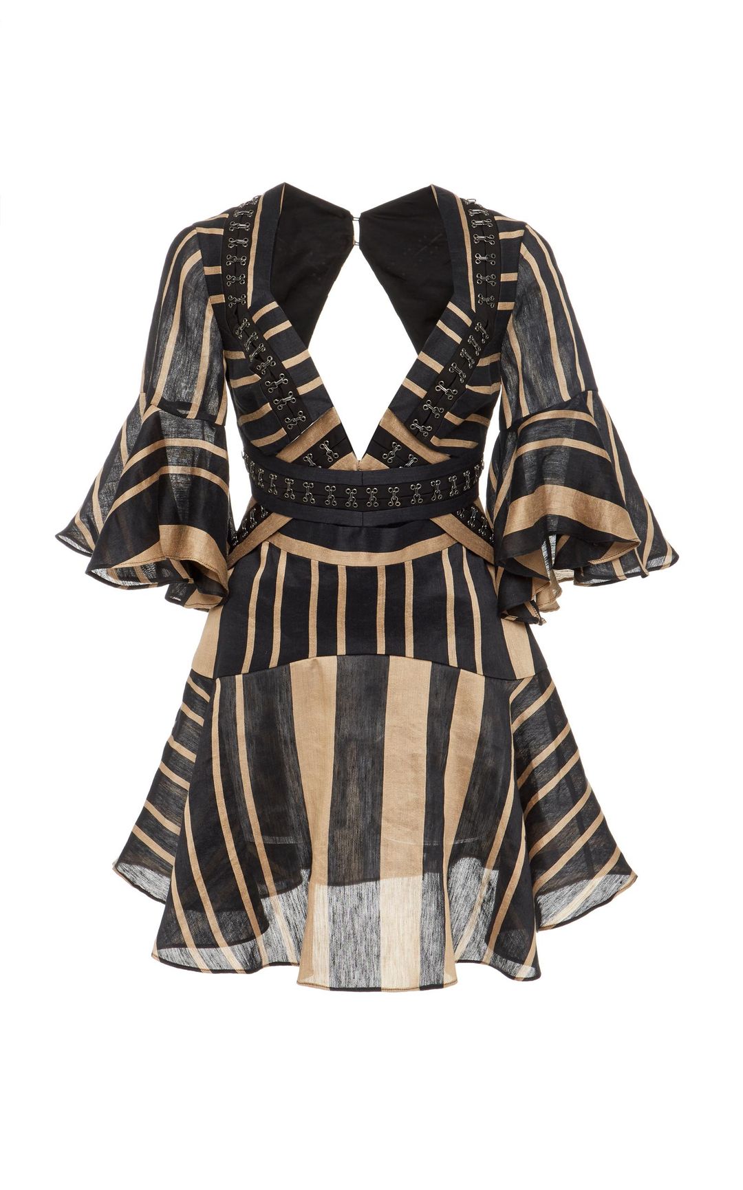 Acler Archer Mini Dress Bronze Stripe Size 6 for rent on The Volte - main image