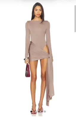 Imari Mini Dress in Taupe for rent on The Volte - image 1