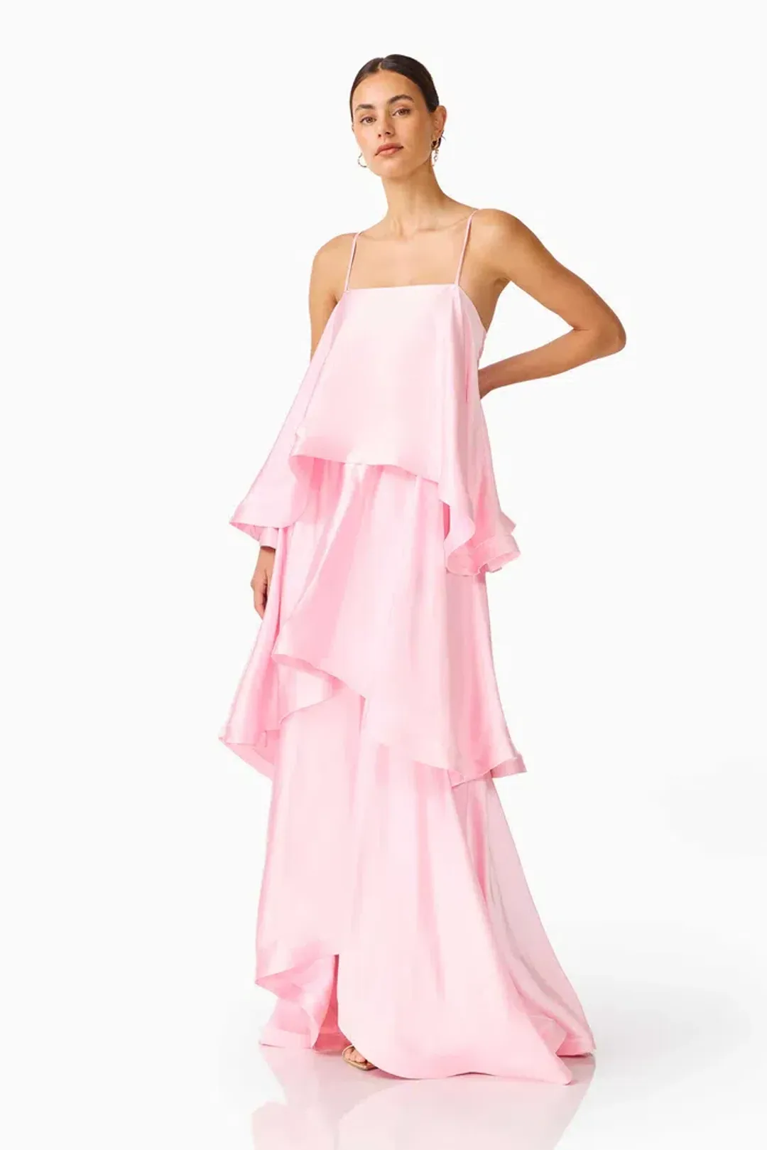 Tilly Tiered Maxi Dress in Pale Pink Size Small for rent on The Volte - main image