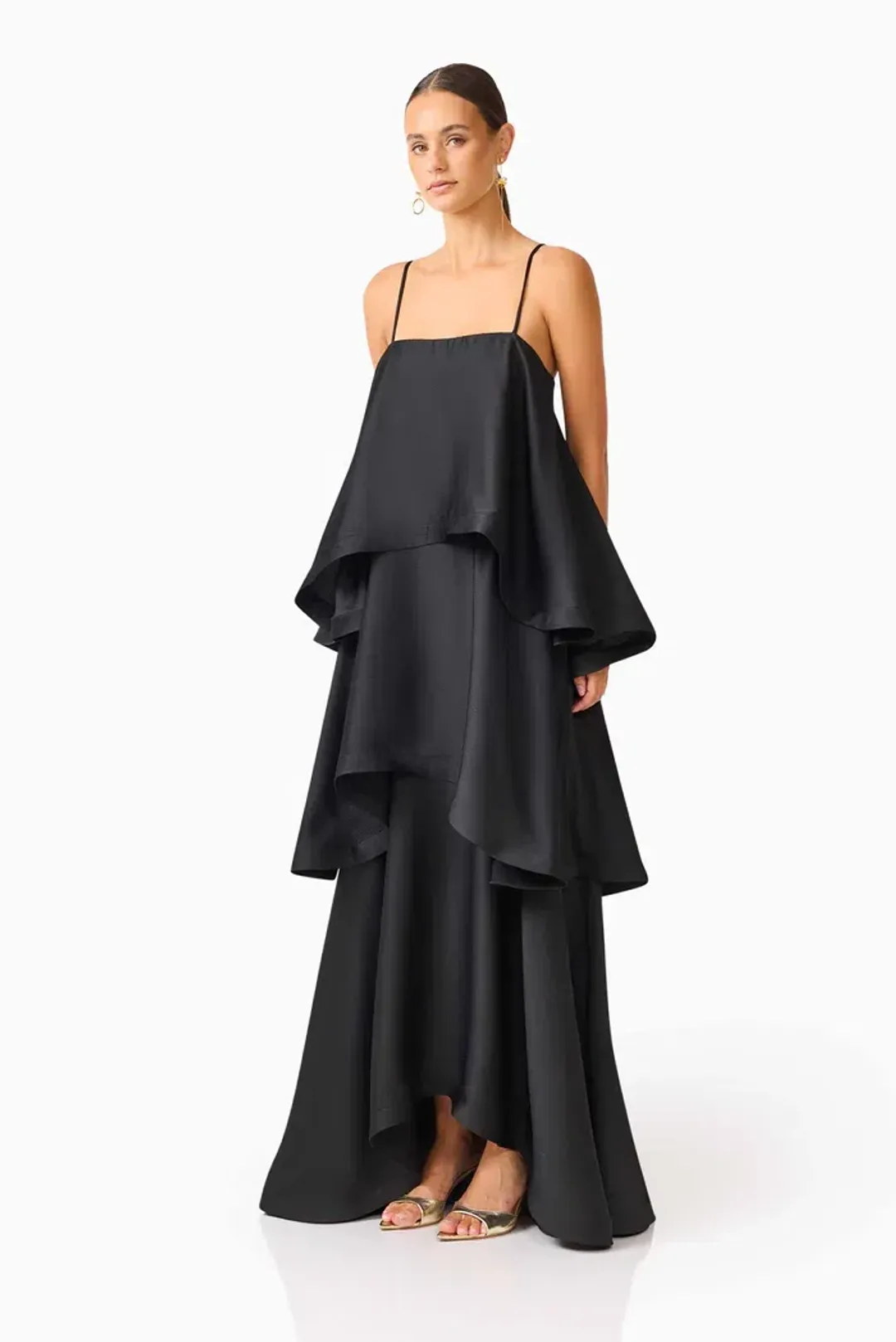 Tilly Tiered Maxi Dress in Black Size Small for rent on The Volte - main image